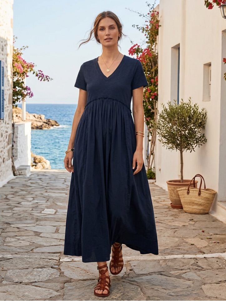 Ivy Jane Maxi T-Shirt Dress S Black Cotton Boho Beach Farmhouse Casual Modest